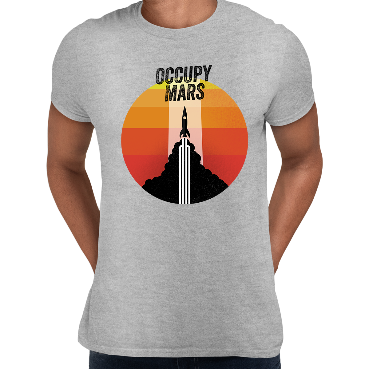 Occupy Mars Amazing Nasa Space SpaceX Rocket Stars Crew Neck T Shirt