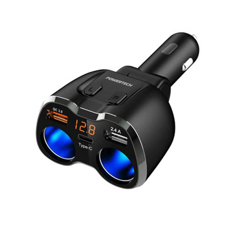Adattatore Accendisigari Auto 3 Prese + 2 Porte USB: 120W, 12V/24V, Cavo 70cm, Con Fusibile, Nero - 5