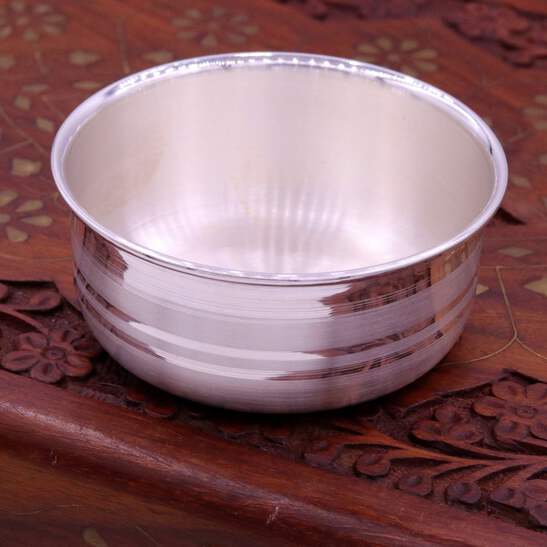 Handmade 999 Fine Silver Baby Bowl Excellent Silver Utensils From India Plain Ebay Three silver repousse water vessels , north india, late. ebay