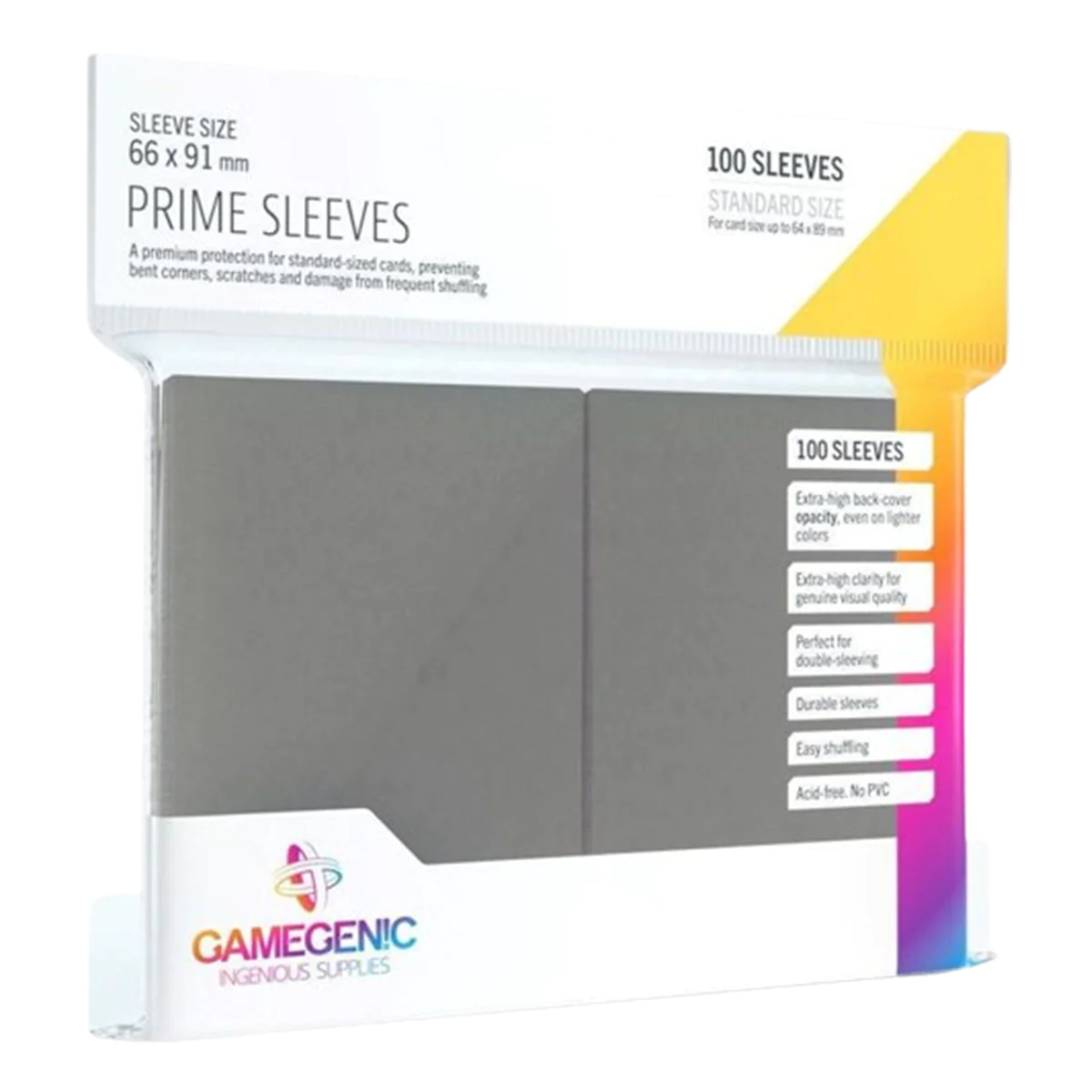 Gamegenic Prime Card Sleeves Dark Gray (66mm x 91mm) (100 Sleeves Per Pack)