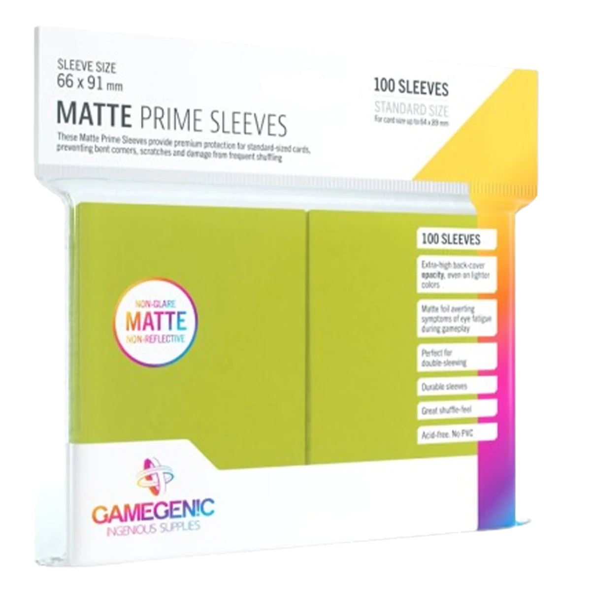 Gamegenic Matte Prime 100ct Lime Sleeves