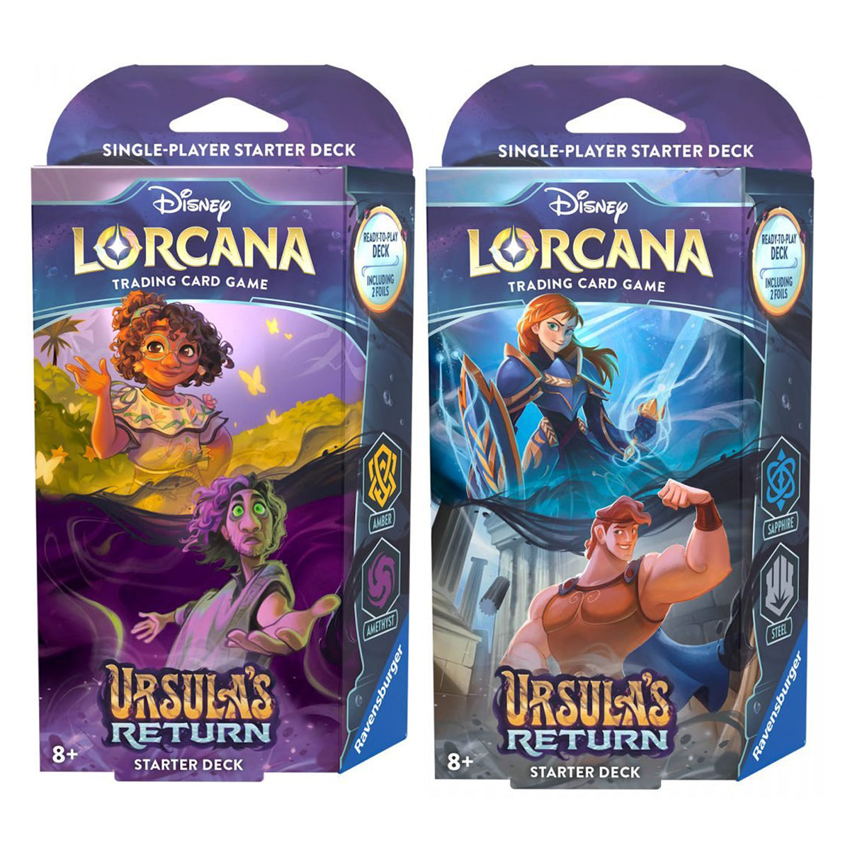 Disney Lorcana TCG Ursula's Return Starter Decks Amber & Sapphire (Pair) |  eBay
