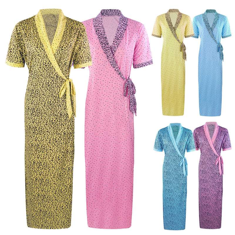 New Ladies Waffle 100 Cotton Summer Dressing Gown Robe Animal