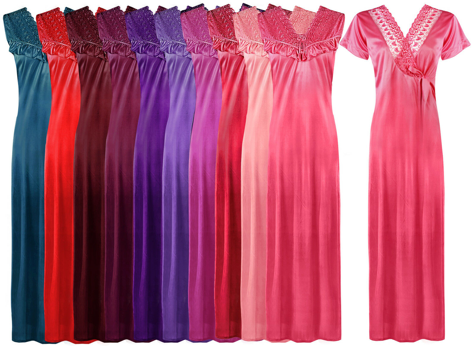 Ladies Nightwear Heart Print Cotton Short Sleeveless Flaire Long Nightdress 8-1