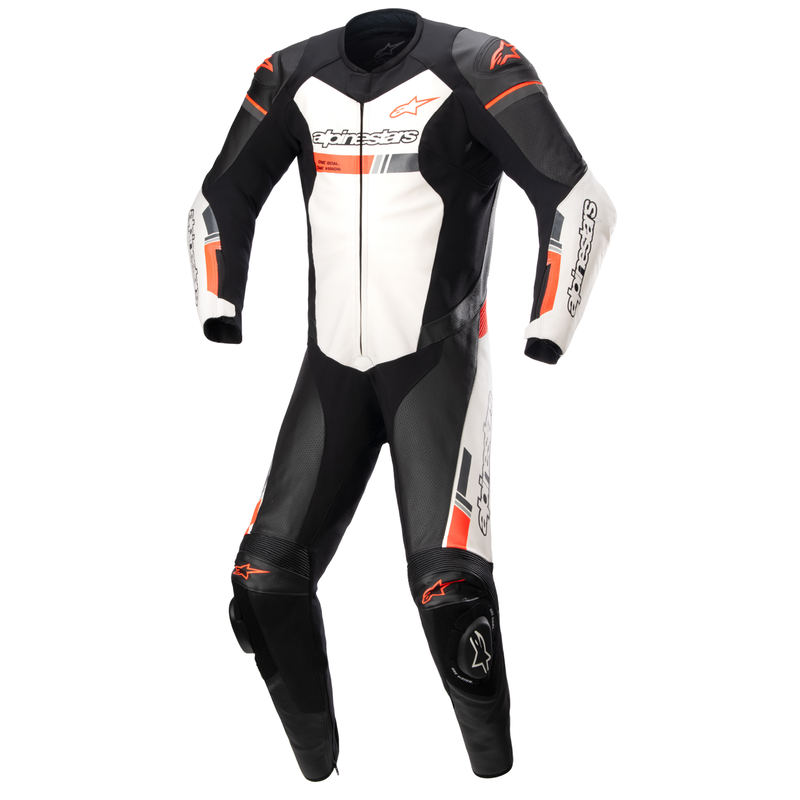 Alpinestars GP Force Chaser Leather Motorcycle Suit Black White Flo Red Yellow