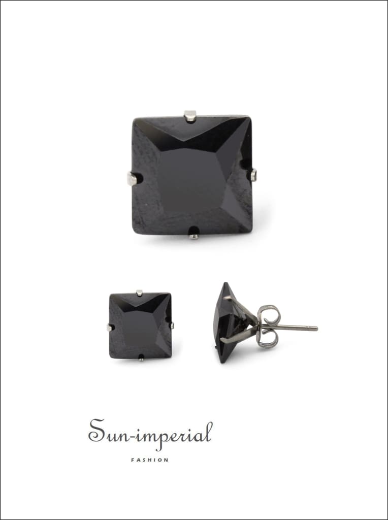 thumbnail image 2 of TRENDYSAVERS Hypoallergenic CZ Square Stud Earrings - Surgical Steel, Nickel-Free 2 of 5