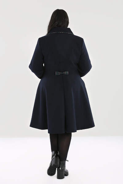 Tiddlywinks Coat Hell Bunny 2xl 18 Navy Tartan Bow Vintage 50s  display picture 1