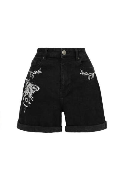 Metamorphosis Shorts Hell Bunny XL 2xl 16 18 denim goth alt moth