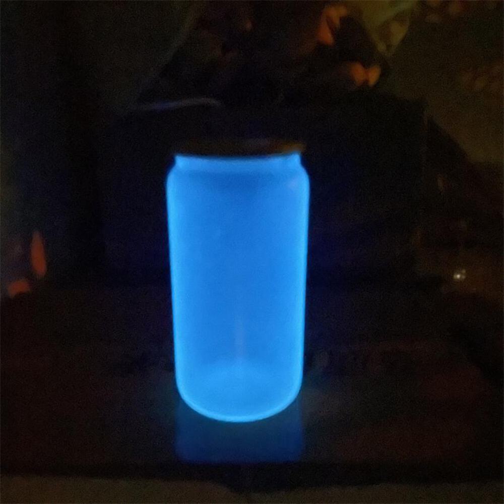 16oz Sublimation blank Glow In Dark iridescent Glitter glass Jar Cans Tumblers ( - Picture 8 of 9