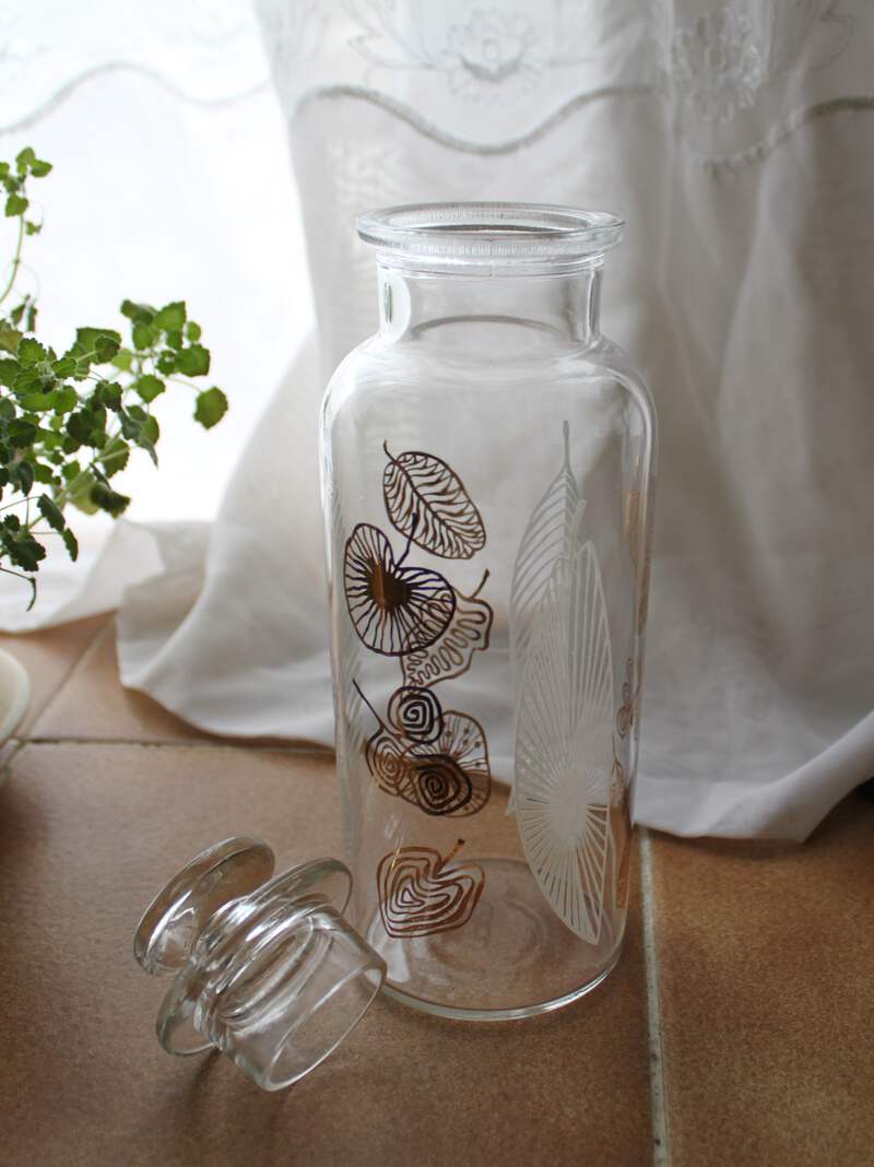 White Feather Gold Leaf Glass Apothecary Jar With Lid Ebay