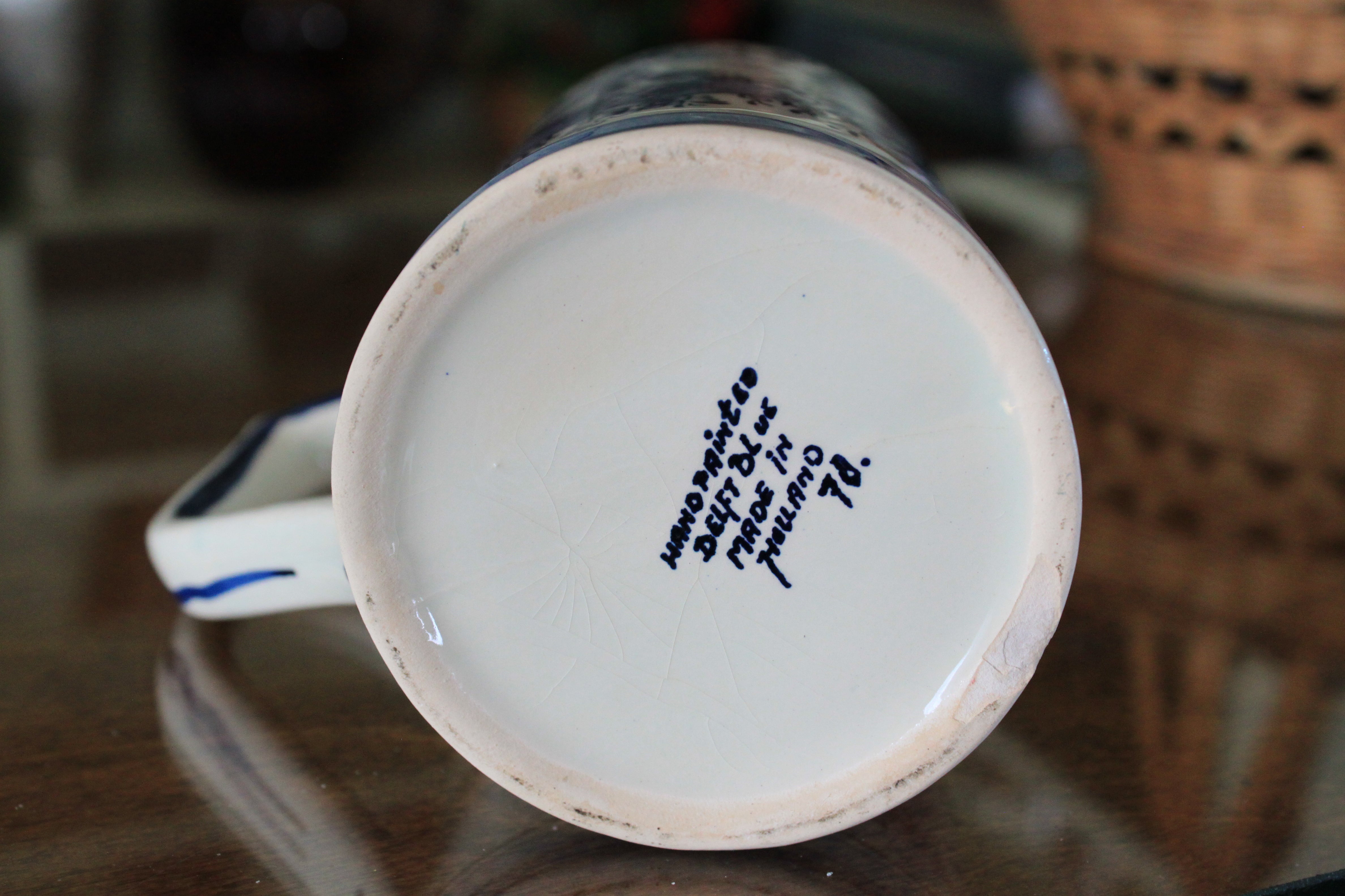 Delft Blue 1978 Mug with Blue Floral Windmill Sailboat