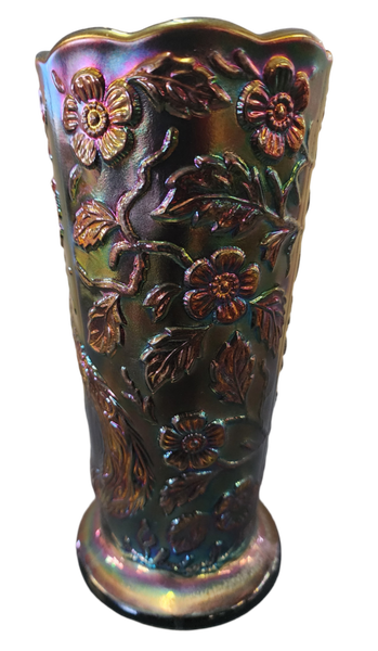 FENTONフェントンカー二バルアンティークUSA carnival vase Fenton Carnival Glass Peacock Vase, 8