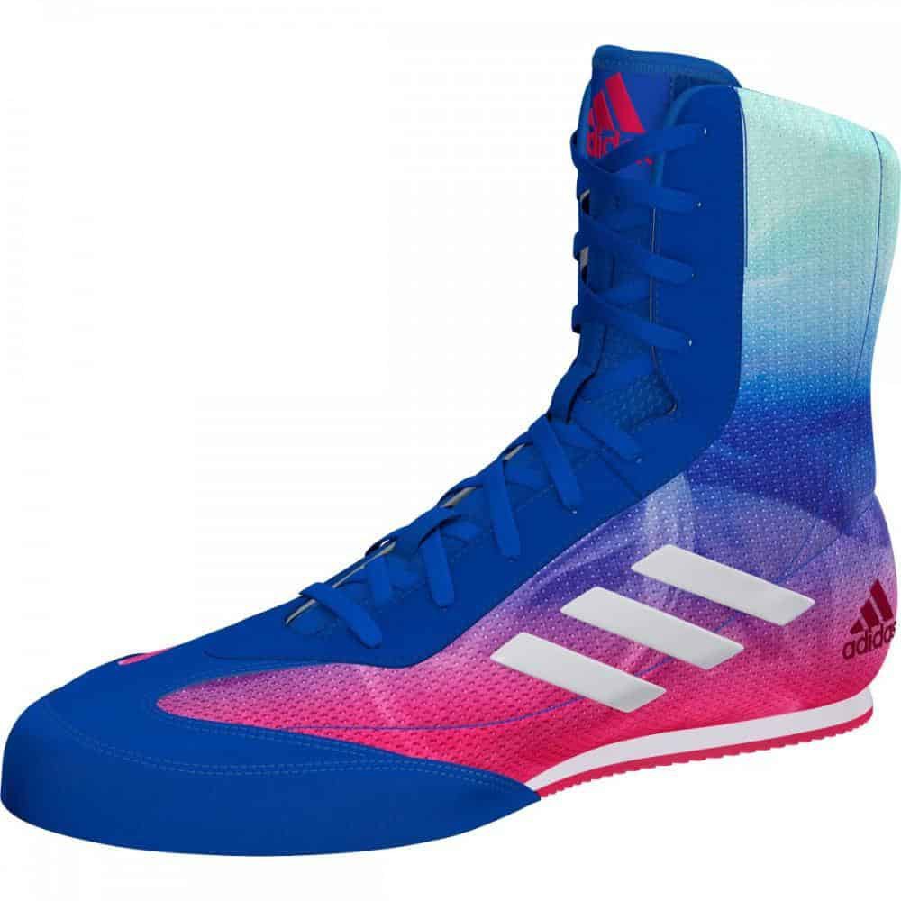red and blue adidas boxing boots