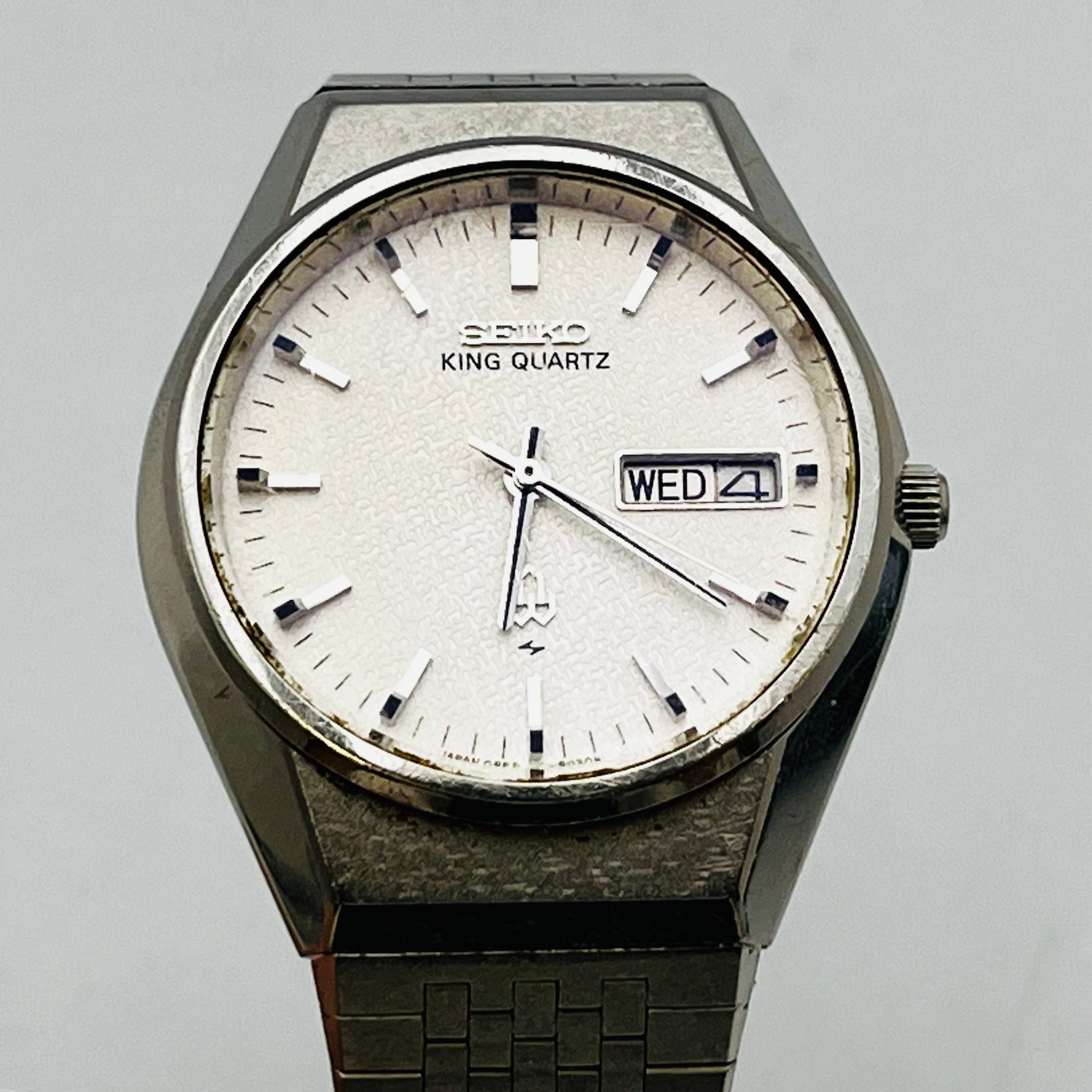 【稼働品】SEIKO セイコー KING QUARTZ 0853-8025 Seiko King Quartz 0853-8025 - White Textured Dial - 1975's