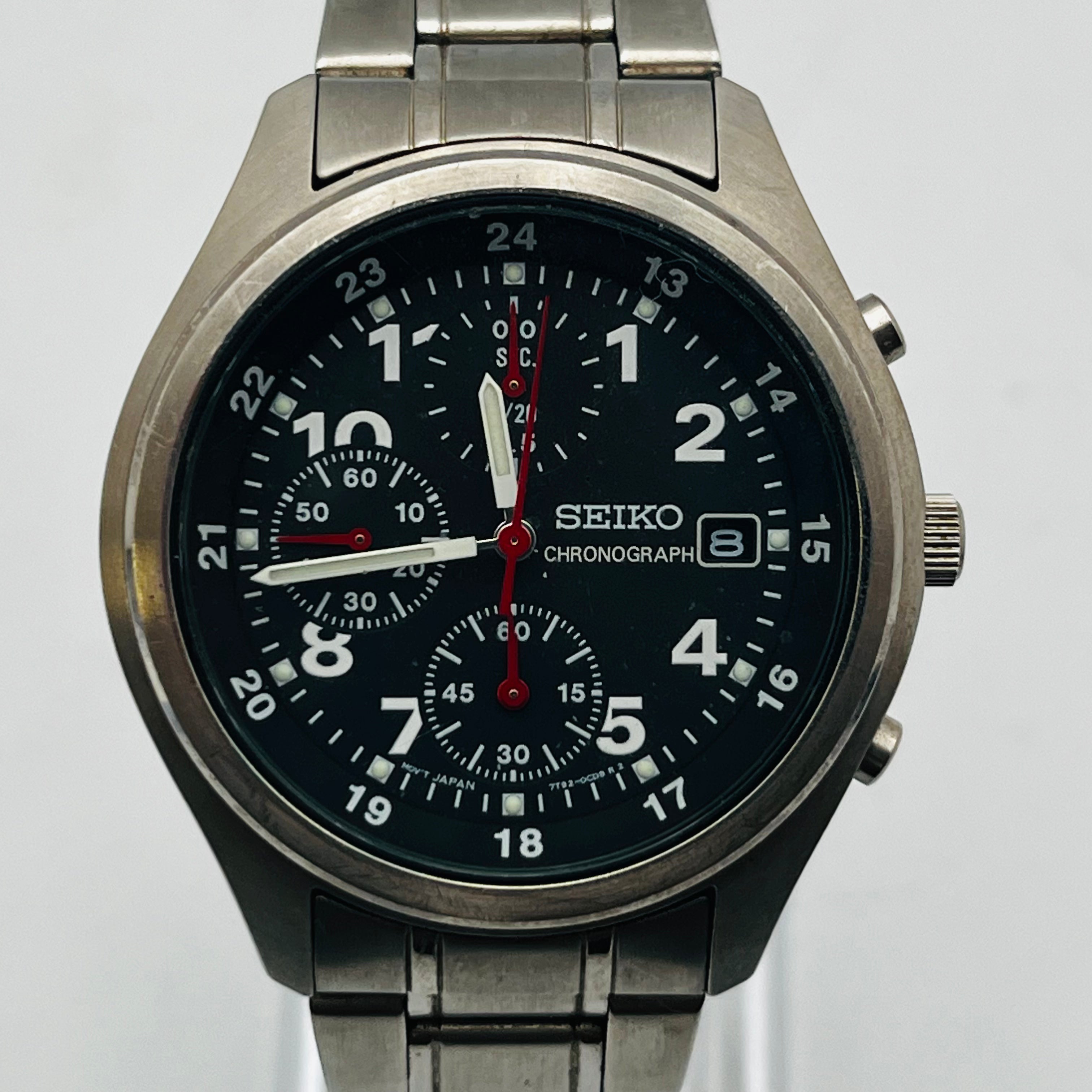 セイコー SEIKO 7T92-0CW0 クロノグラフ ブラック クォーツ