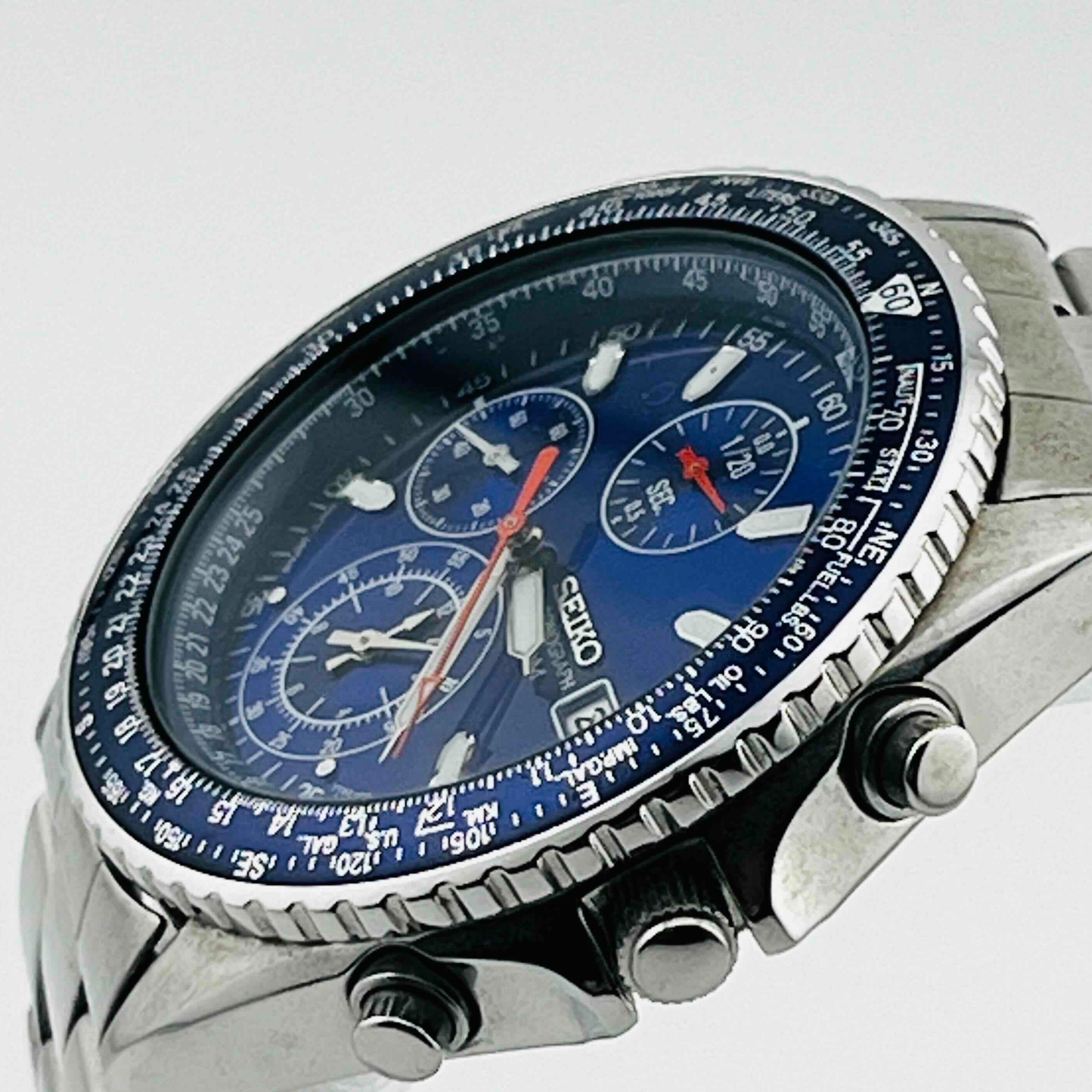 SEIKO 7T92-0CF0 Chronograph Quartz Blue Dial Date Men's