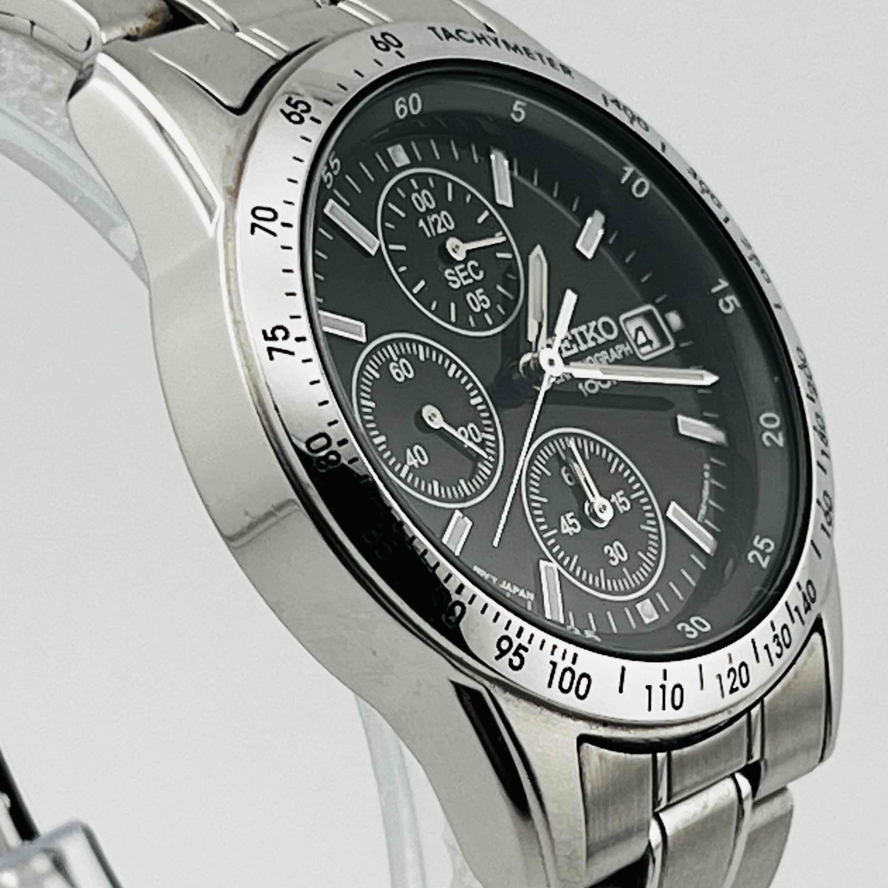 SEIKO 7T92-0DW0 Chronograph Quartz Black Dial 37.9mm