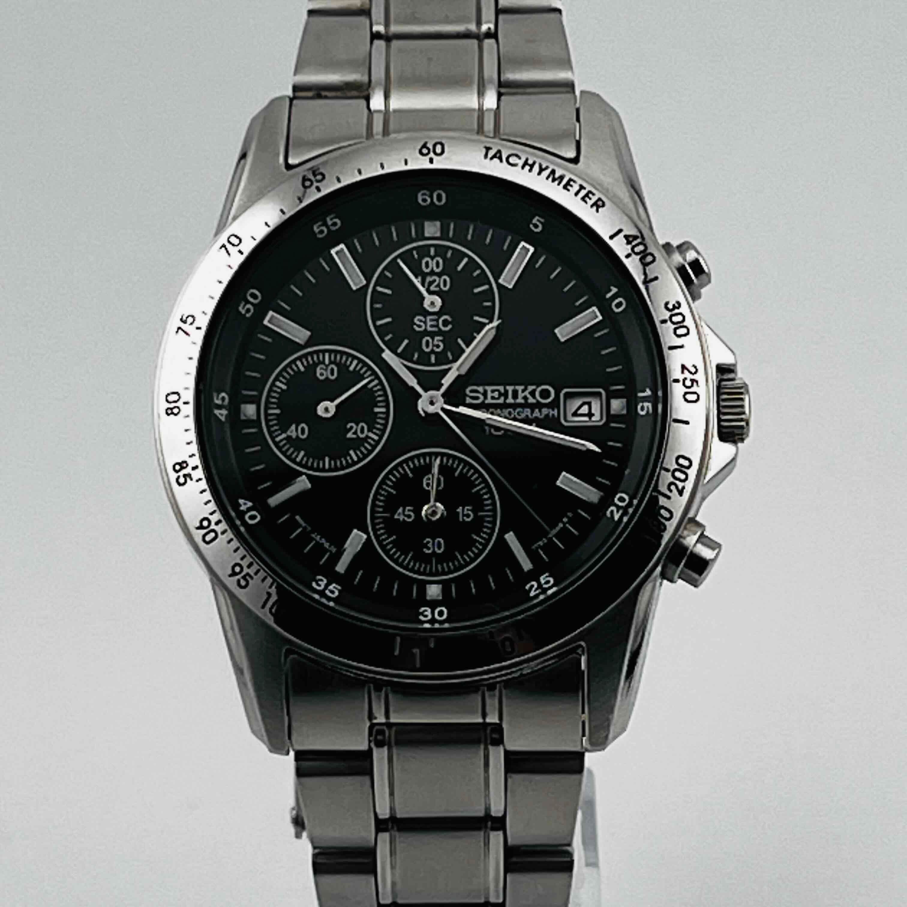 SEIKO 7T92-0DW0 Chronograph Quartz Black Dial 37.9mm