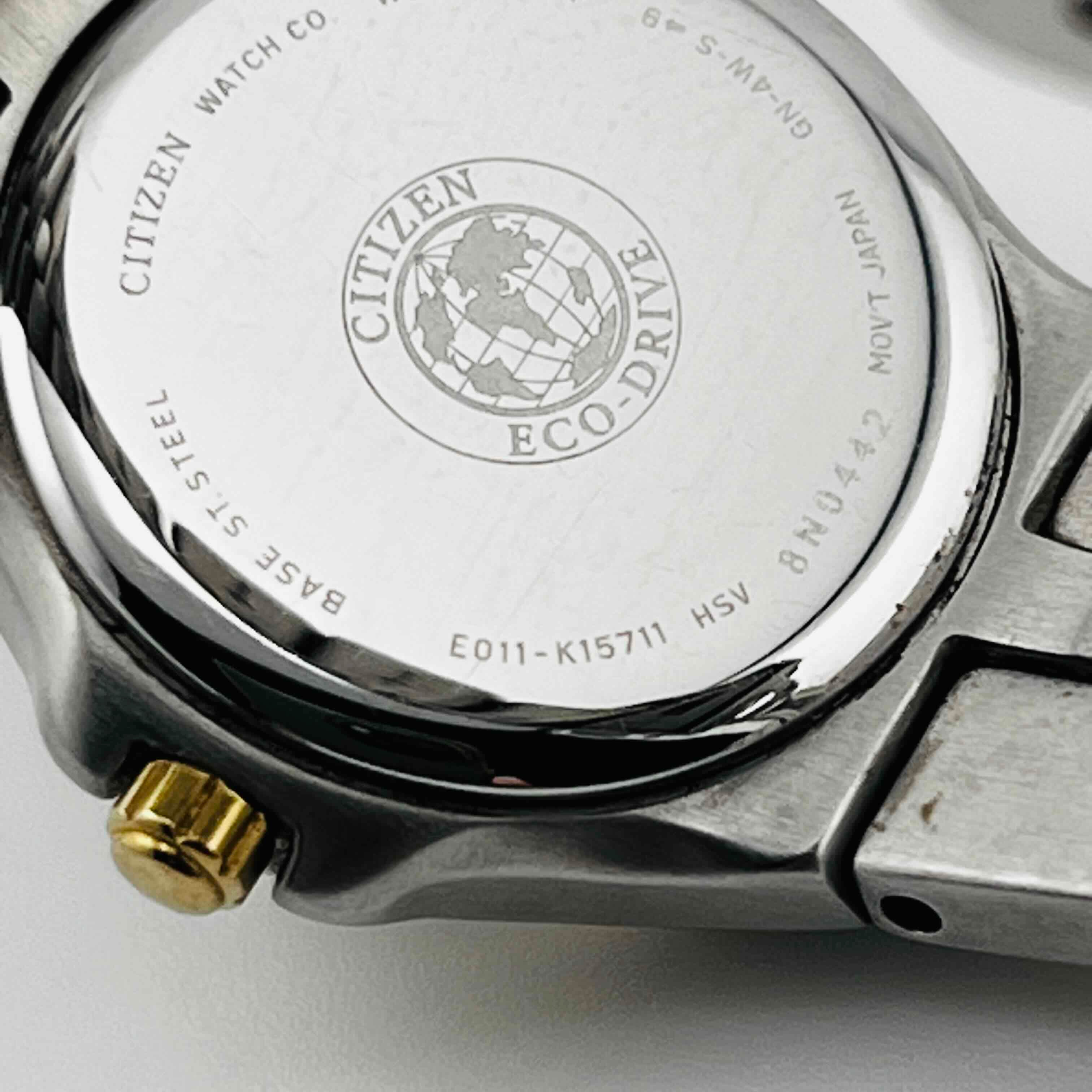 Citizen Eco-Drive E011-K15711 Date Navy Dial 2 Tone Analog Women's