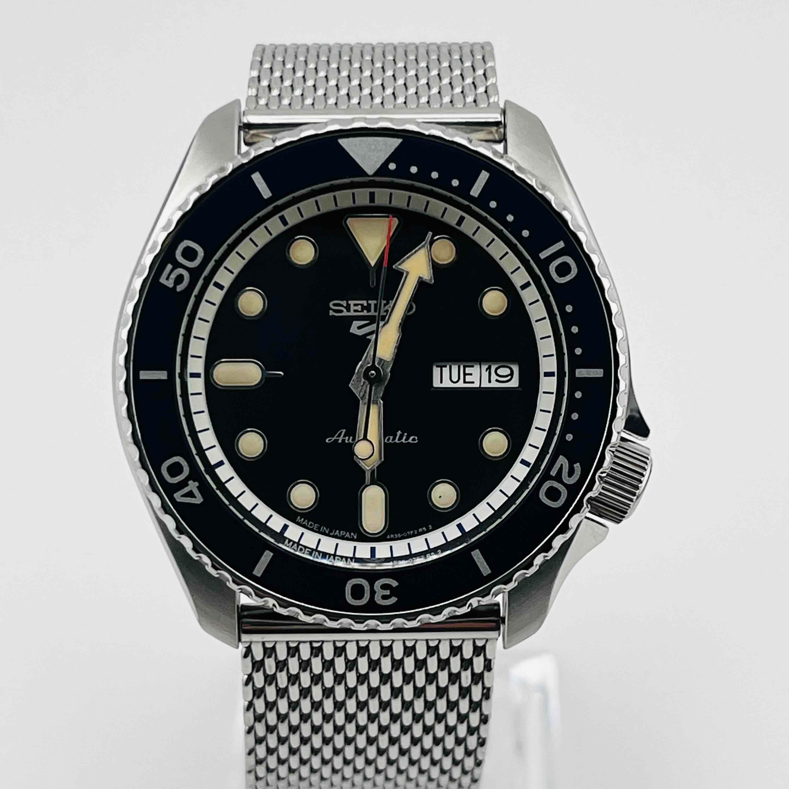 セイコー SEIKO 5スポーツ 4R36-07G0 自動巻き メッシュブレス 