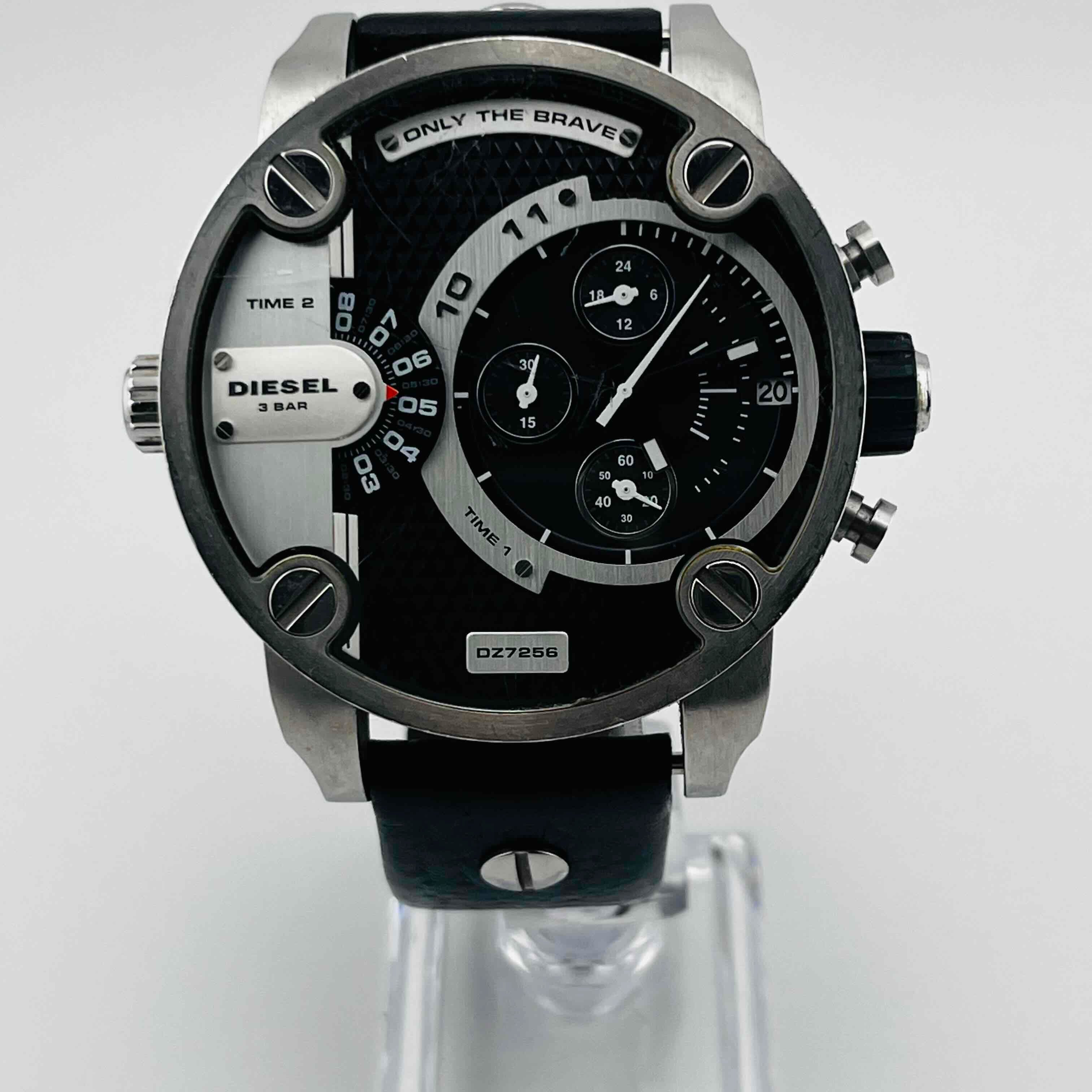 DIESEL LITTLE DADDY DZ-7256 Men's Watch Leather Black 51.3mm