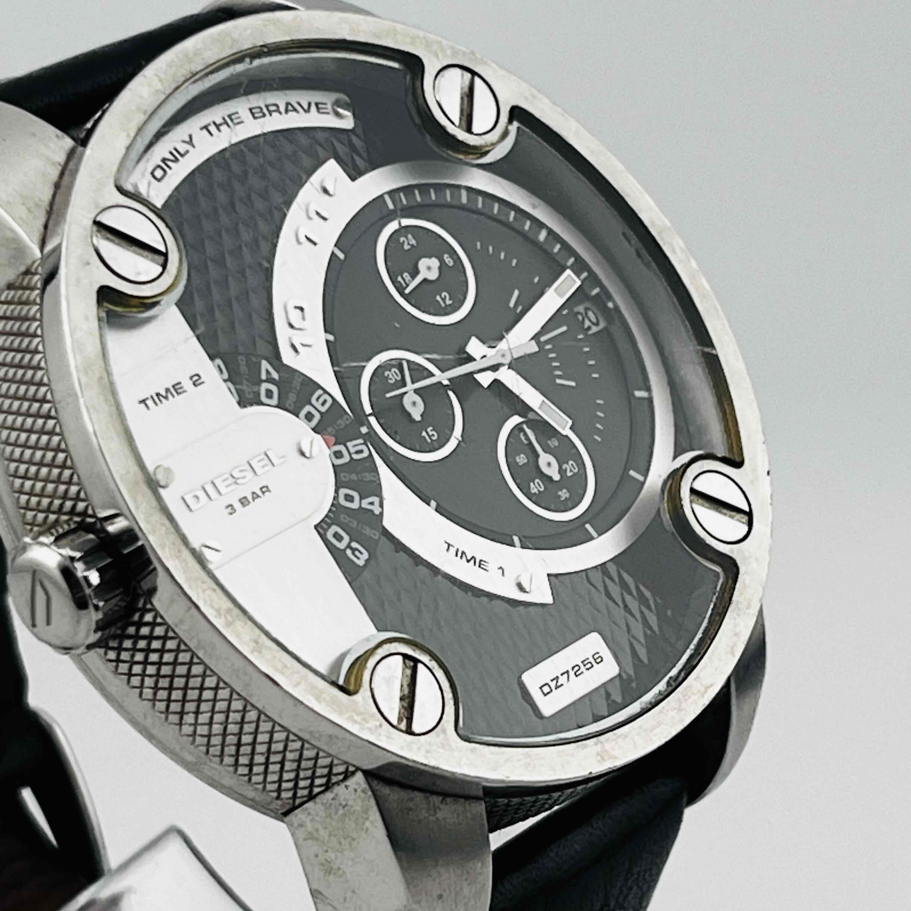 DIESEL LITTLE DADDY DZ-7256 Men's Watch Leather Black 51.3mm