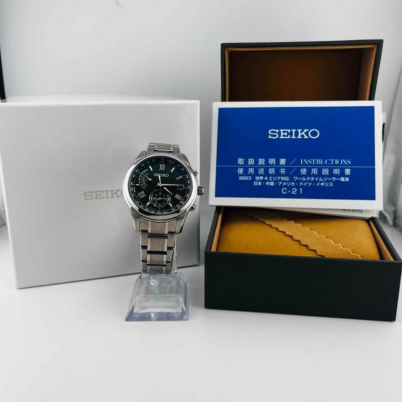 SEIKO BRIGHTZ SAGA307 8B63 0AY0 Solar Green Dial 40.5mm | eBay