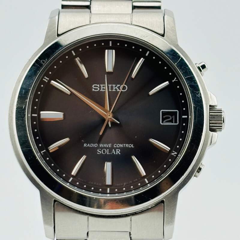 【送料関税無料】 Solar 7B52-0AF0 SEIKO Radio Men's calendar Control Wave 時計