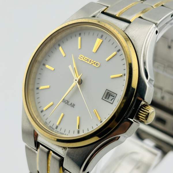 SEIKO V157-0AG0 Solar The belt is broken calendar White Dial