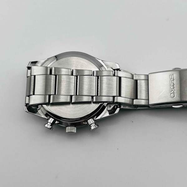 時計 HR Unla Siman SEIKO 7J21-0AC0 Brightz Silver/Black Dial Chronograph Men's