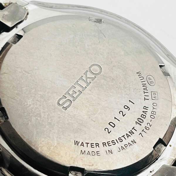 SEIKO 7T62-0BY0 CHRONOGRAPH TITANIUM Silver Black Dial Men's