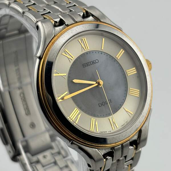 最旬ダウン DOLCE SEIKO V181-0AC0 Watches Men's dial shell White Solar 時計