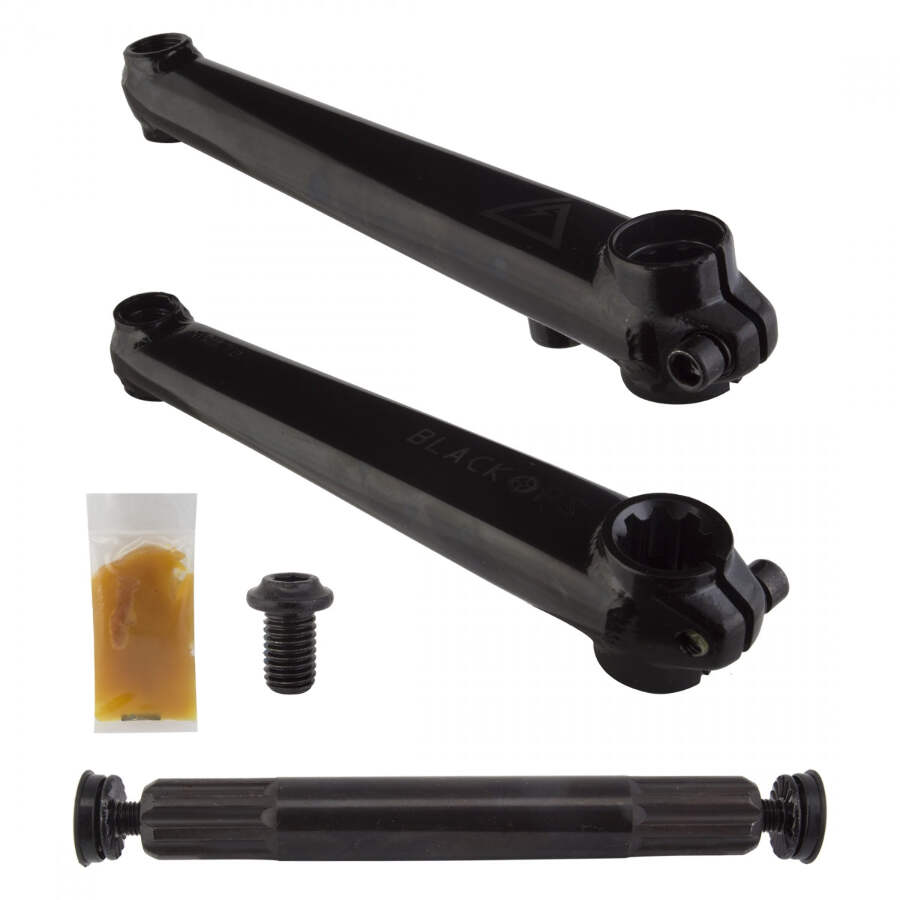 BLACK OPS Stomp Cro-mo 3-Piece BMX 175mm 1-Speed 19 mm Spindle Crankset Black