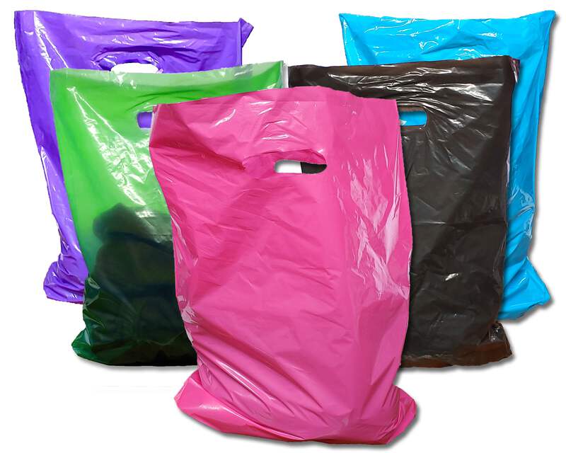 12x15 Purple Die Cut Handle Plastic Shopping Bags 100//cs