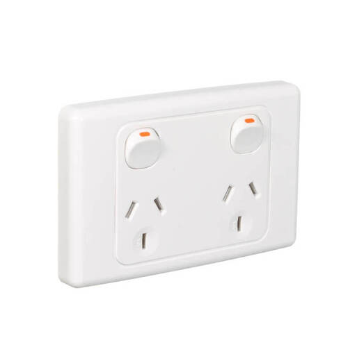 Clipsal 2000 Series Double Pole Double Power Point 10A 250V Horizontal | White Electric | 2025D-WE