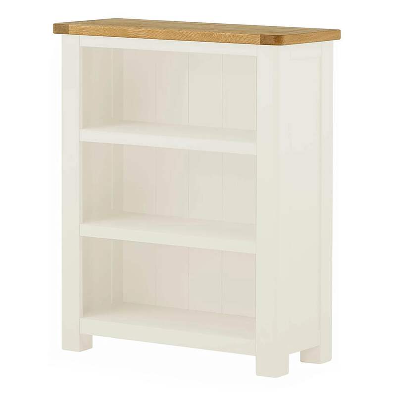 Padstow White Low Bookcase Small Bookshelf Office Shelving