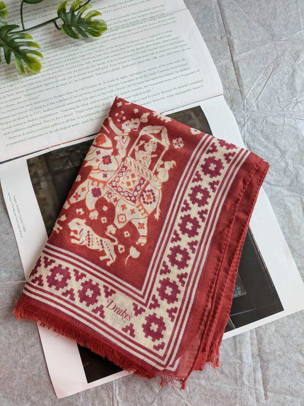 Drake's Mughal Elephant Print Wool Silk [Please note: No tag and care label]