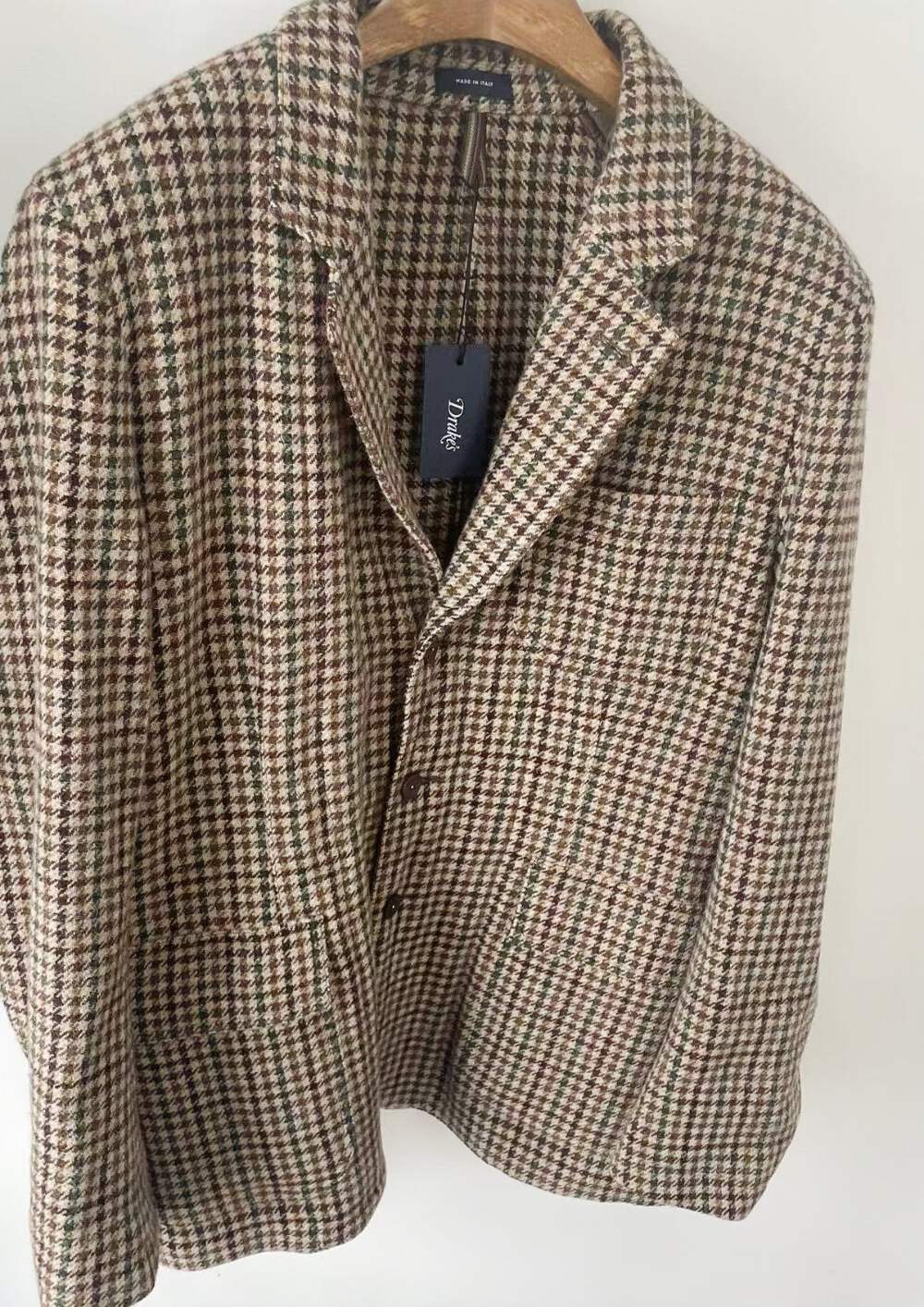 BNWT Drake's Size 38 Brown Green Houndstooth Check Tweed Games Blazer Mk. VII