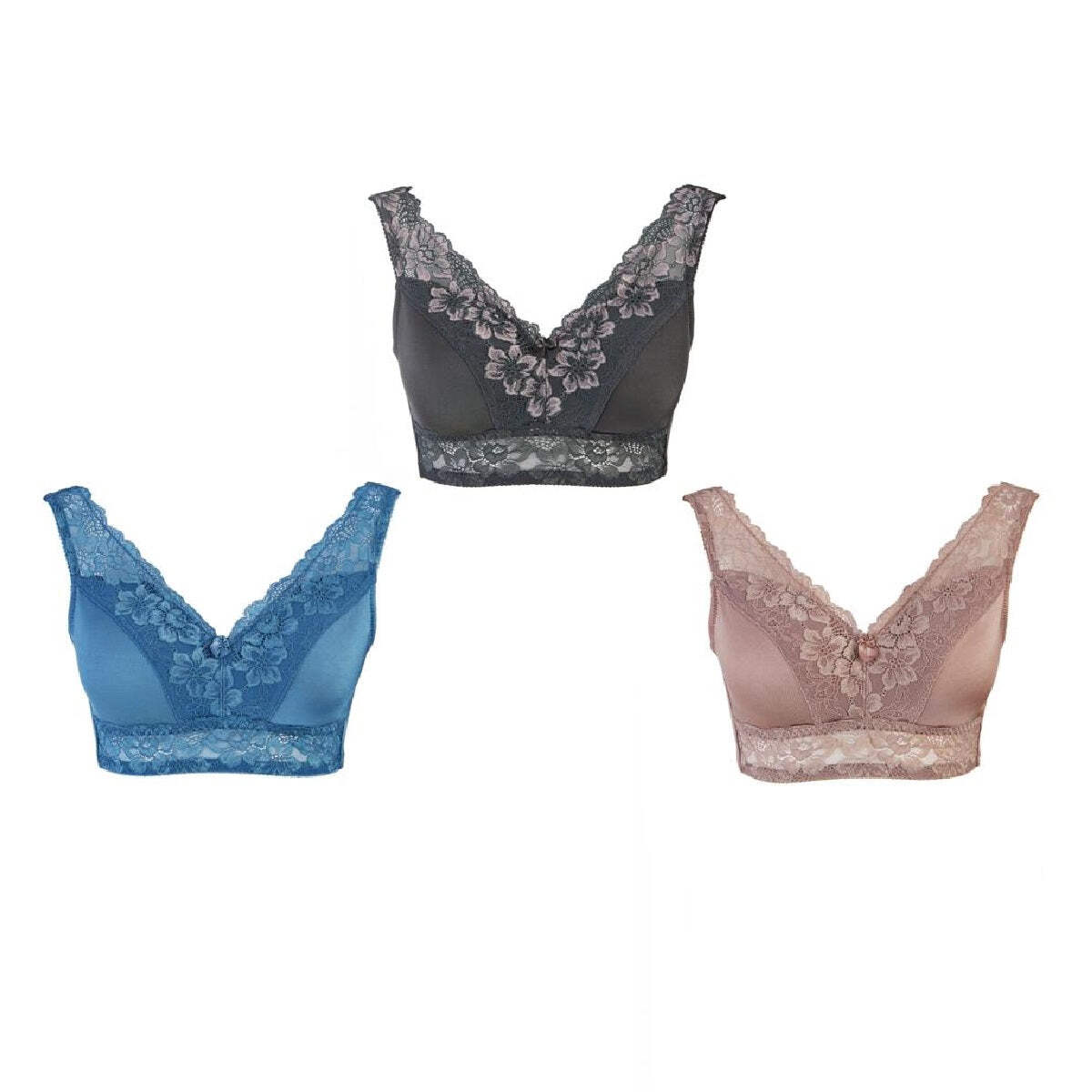Rhonda Shear 3-pack "Betty" Pin-Up Bra with Pads and Adjustable Back 689659-J - Picture 9 of 40