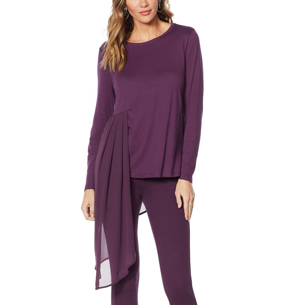 DG2 by Diane Gilman Dramatic Mixed Media Asymmetric Top-Large 679876-R - Picture 4 of 4