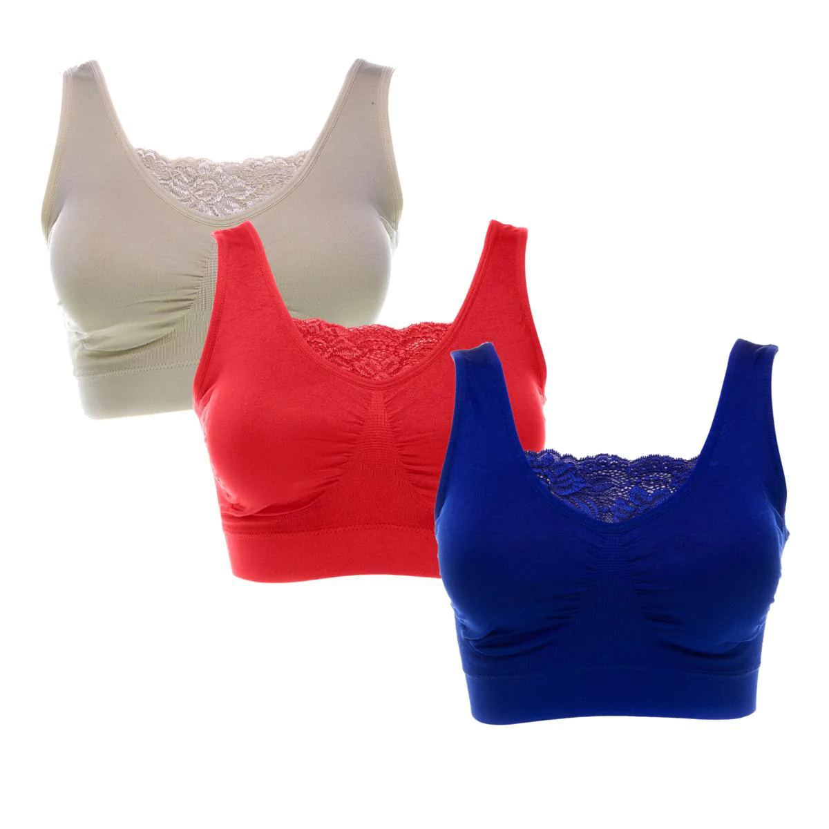 Rhonda Shear 3 Pack Jacquard Ahh Bras With Removable Pads Neutrals Med –  Biggybargains