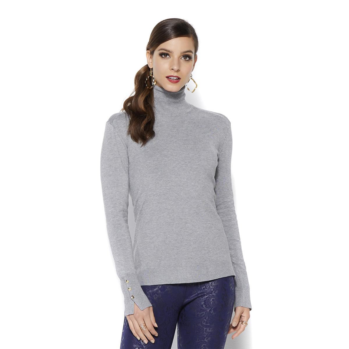 IMAN Global Chic Touch of Gold Signature Soft Knit Turtleneck 624359-J - Picture 4 of 7