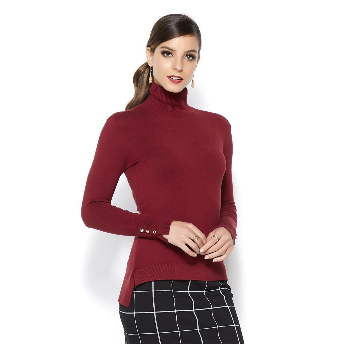 IMAN Global Chic Touch of Gold Signature Soft Knit Turtleneck 624359-J - Picture 6 of 7