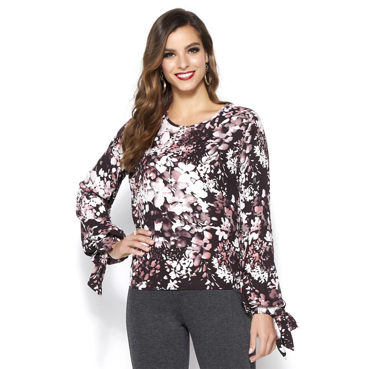 IMAN Global Chic Dramatically Draped Tie-Sleeve Blouse 624563-J - Picture 18 of 19