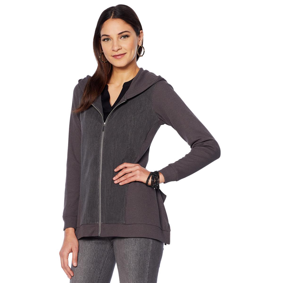Chaqueta de mezclilla tejida de sarga elástica con capucha DG2 by Diane Gilman 645034-J - Imagen 6 de 9