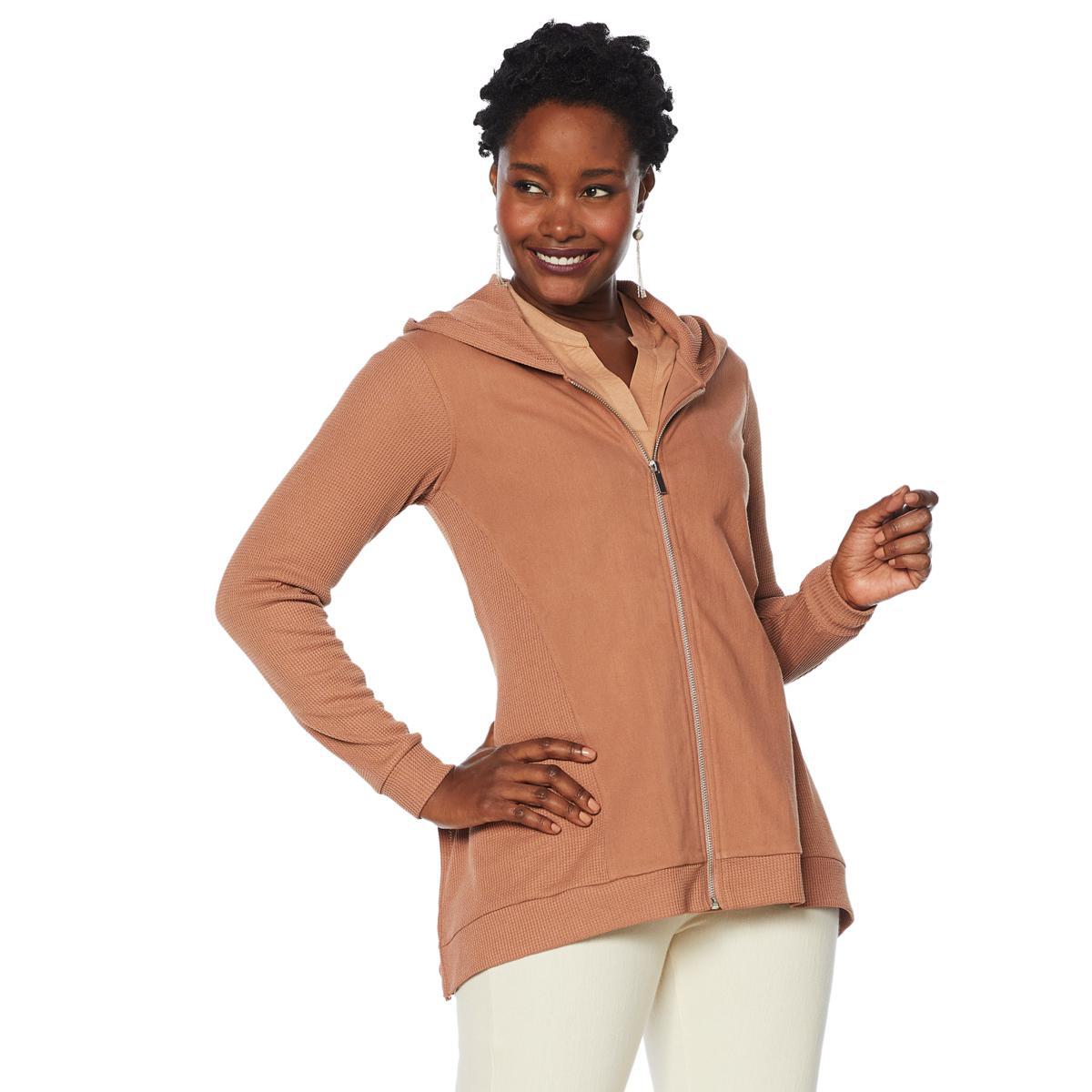 Chaqueta de mezclilla tejida de sarga elástica con capucha DG2 by Diane Gilman 645034-J - Imagen 9 de 9