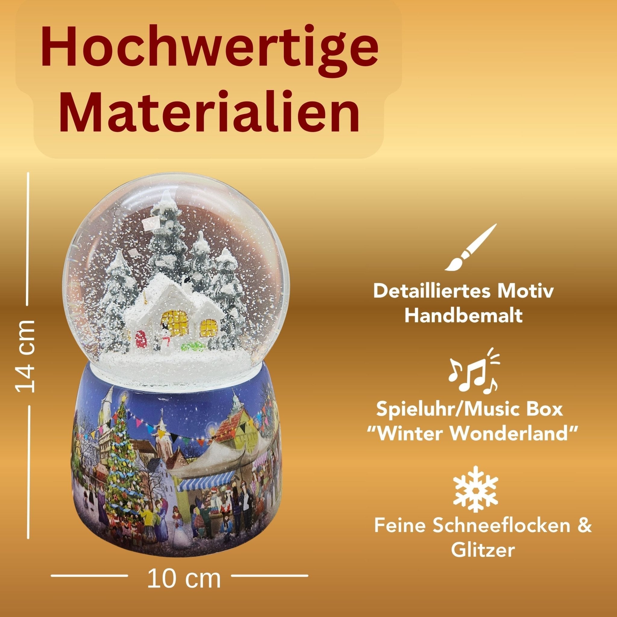 Schneekugel Spieluhr 'Hüttenzauber' – Weihnachtsdekoration Mit Musik, Höhe 13 Cm