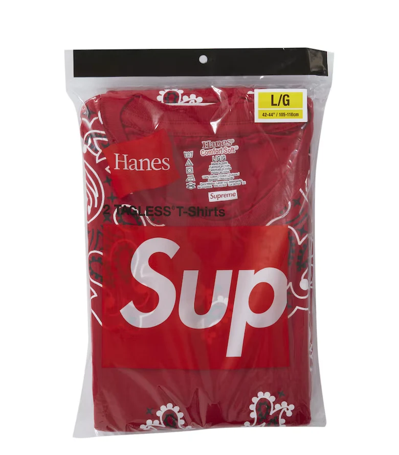 Supreme Hanes Bandana Tagless Tees (2 Pack) Red | eBay