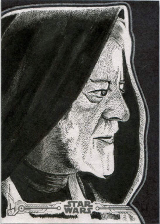 Star Wars Black & White Sketch Card by Juan Rosales of Obi-Wan