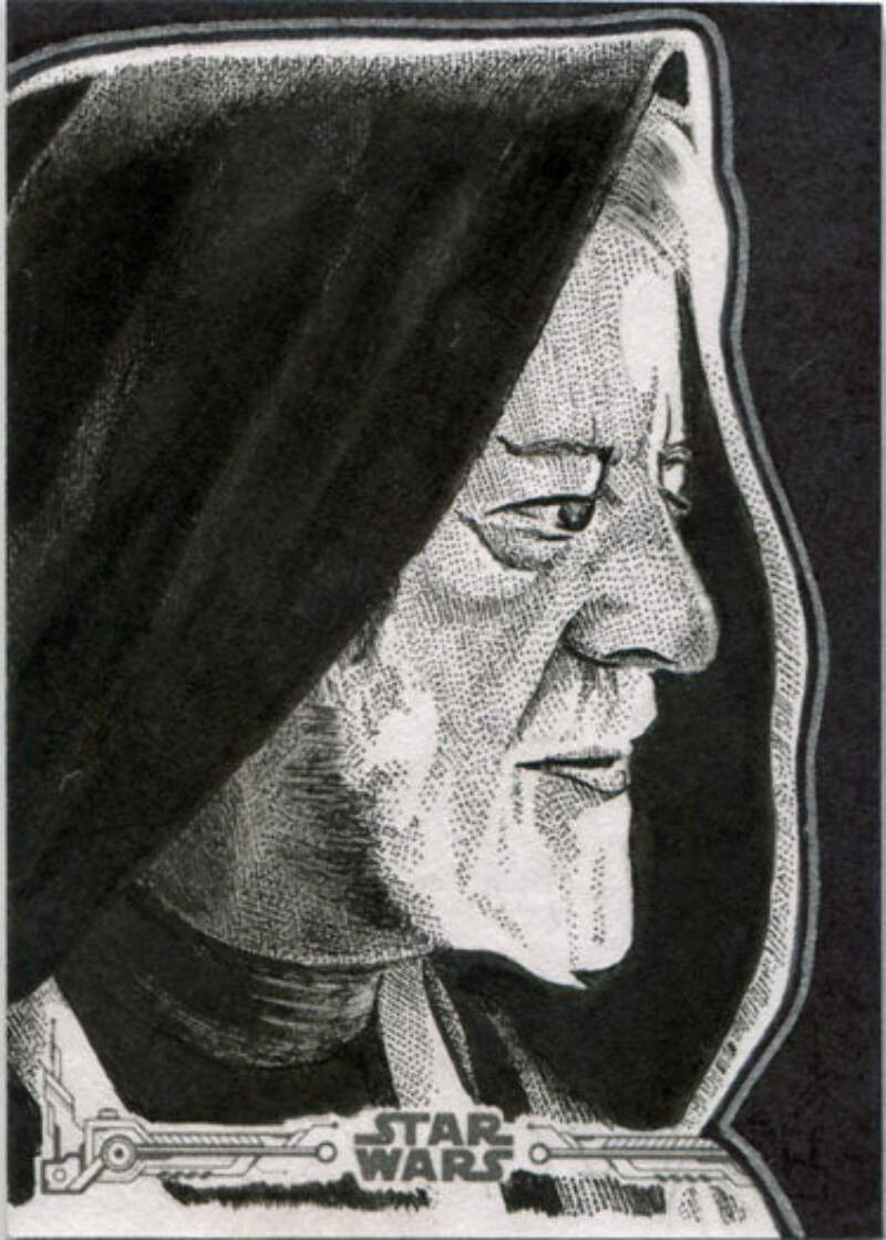 Star Wars Black & White Sketch Card by Juan Rosales of Obi-Wan